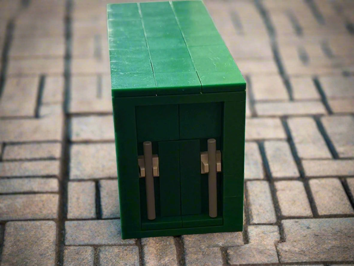 Mini Brick Shipping Container | 5.5” LEGO-Compatible Cargo Crate | Handmade Display Model | Industrial & Desk Decor