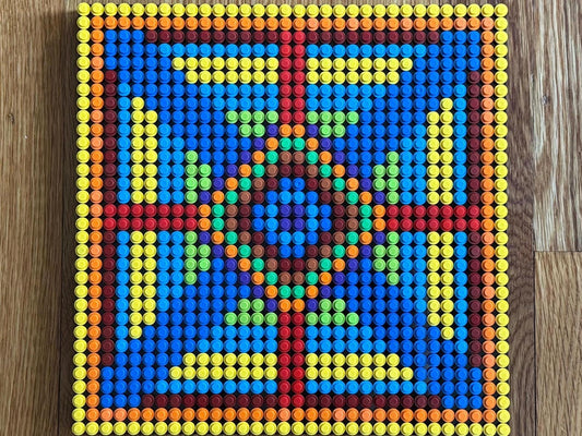 Bright Geometric Brick Mosaic | 32x32 Stud Abstract Wall Art | Handmade LEGO-Compatible Pixel Design | Colorful Modern Decor