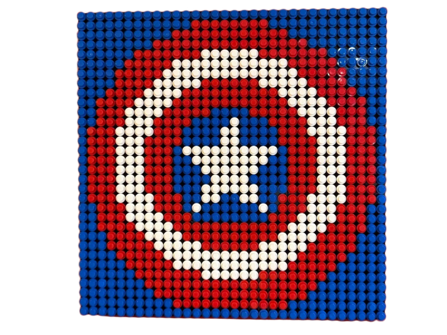 Captain America Shield Pixel Art | 32x32 LEGO-Compatible Mosaic | Superhero Wall Art | Handmade Marvel Decor | 10"x10"