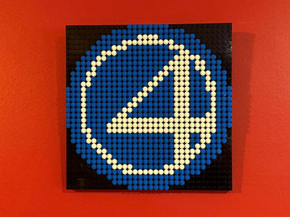 Fantastic Four Logo Pixel Art | 32x32 LEGO-Compatible Brick Mosaic | Superhero Wall Decor | Handmade Comic-Inspired Art | 10"x10"