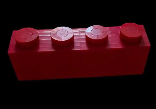 LEGO-Compatible Brick Replica | 6x Upscaled 1x4 Brick | Red Display Brick | Oversized LEGO Decor Piece