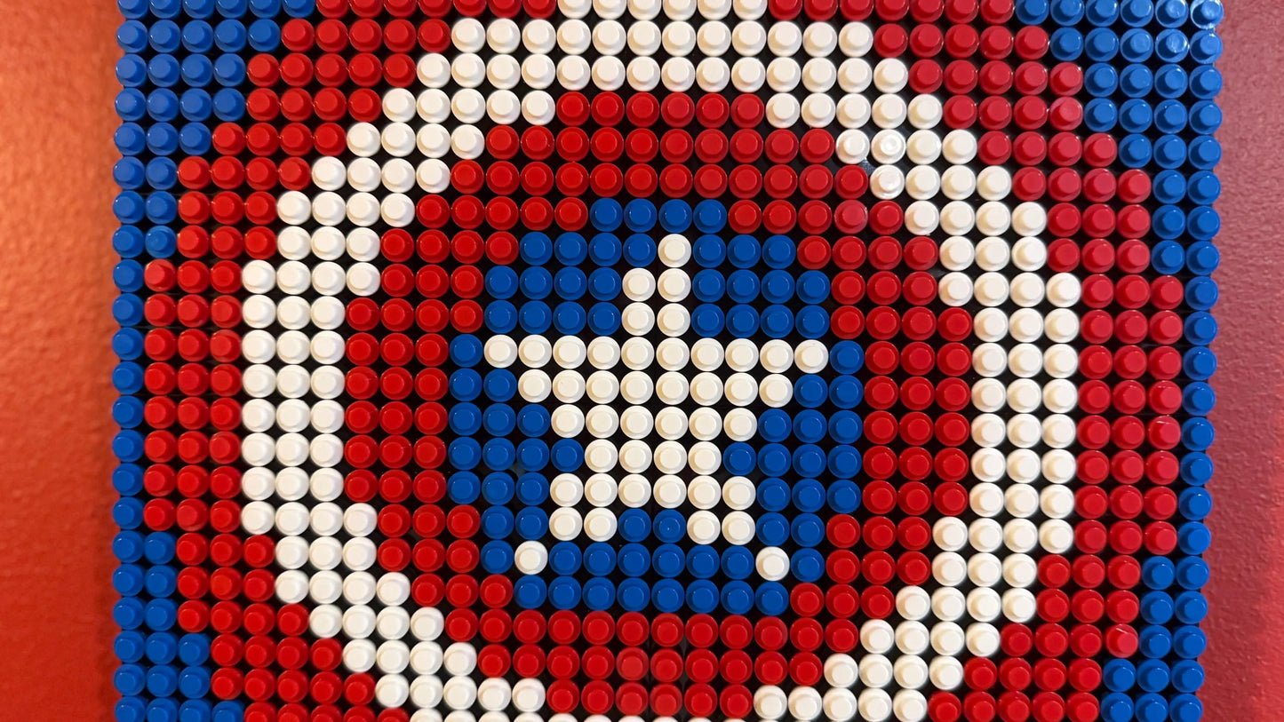 Captain America Shield Pixel Art | 32x32 LEGO-Compatible Mosaic | Superhero Wall Art | Handmade Marvel Decor | 10"x10"