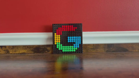 Mini Google Logo Pixel Art | 16x16 LEGO-Compatible Brick Mosaic | Tech Decor | Colorful Pixel Wall Art | Handmade Mini Sign