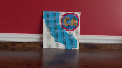 California State Outline Pixel Art Mosaic – 32x32 Studs | Brick Wall Art | Handmade Stud Artwork