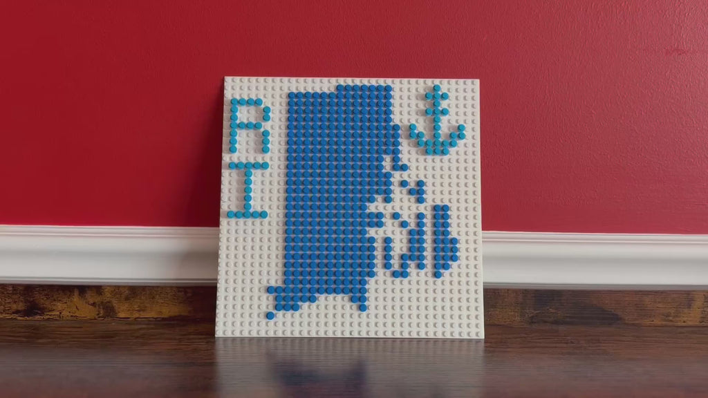 Rhode Island State Outline Pixel Art Mosaic – 32x32 Studs | Brick Wall Art | Handmade Stud Artwork