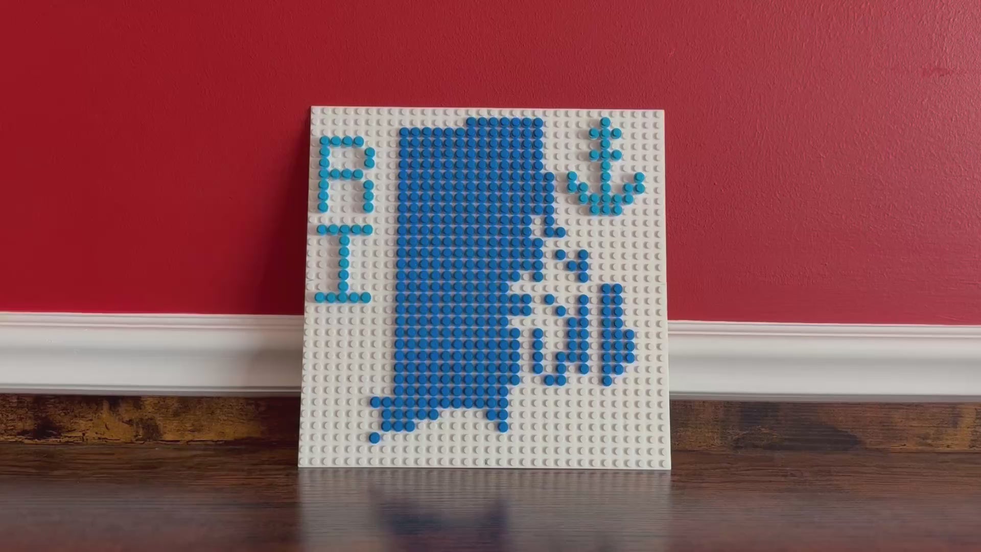 Rhode Island State Outline Pixel Art Mosaic – 32x32 Studs | Brick Wall Art | Handmade Stud Artwork