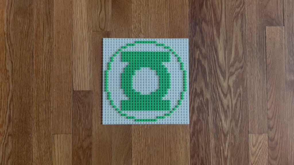 Green Lantern Logo Brick Mosaic | 32x32 LEGO-Compatible Pixel Art | Handmade Superhero Wall Art | DC Comics Fan Gift